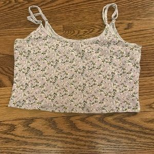 hollister purple floral crop tank